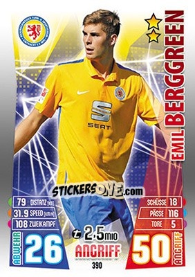 Sticker Emil Berggreen - German Fussball Bundesliga 2015-2016. Match Attax - Topps