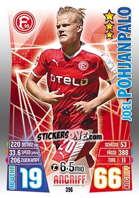 Sticker Joel Pohjanpalo - German Fussball Bundesliga 2015-2016. Match Attax - Topps