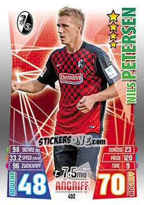 Cromo Nils Petersen - German Fussball Bundesliga 2015-2016. Match Attax - Topps