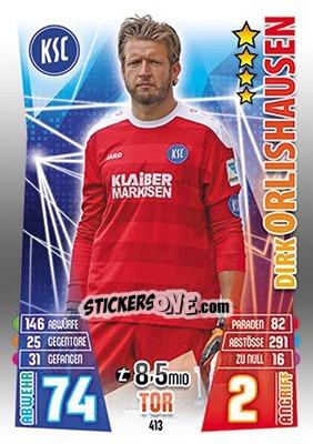 Sticker Dirk Orlishausen - German Fussball Bundesliga 2015-2016. Match Attax - Topps