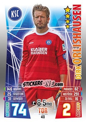 Figurina Dirk Orlishausen - German Fussball Bundesliga 2015-2016. Match Attax - Topps