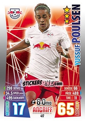 Sticker Yussuf Poulsen - German Fussball Bundesliga 2015-2016. Match Attax - Topps