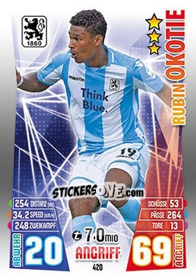 Figurina Rubin Okotie - German Fussball Bundesliga 2015-2016. Match Attax - Topps