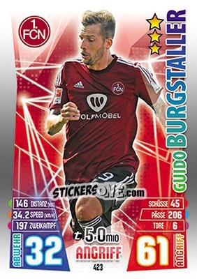 Sticker Guido Burgstaller - German Fussball Bundesliga 2015-2016. Match Attax - Topps