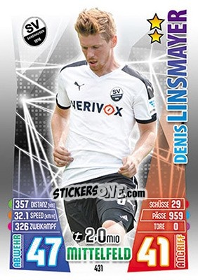 Sticker Denis Linsmayer - German Fussball Bundesliga 2015-2016. Match Attax - Topps