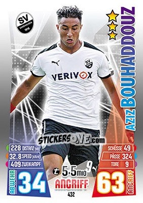 Cromo Aziz Bouhaddouz - German Fussball Bundesliga 2015-2016. Match Attax - Topps