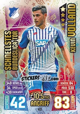 Sticker Kevin Volland - German Fussball Bundesliga 2015-2016. Match Attax - Topps