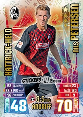 Sticker Nils Petersen - German Fussball Bundesliga 2015-2016. Match Attax - Topps