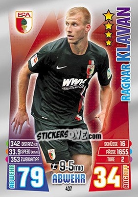 Sticker Ragnar Klavan - German Fussball Bundesliga 2015-2016. Match Attax - Topps