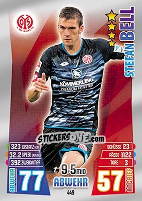 Sticker Stefan Bell - German Fussball Bundesliga 2015-2016. Match Attax - Topps