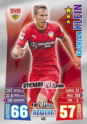 Cromo Florian Klein - German Fussball Bundesliga 2015-2016. Match Attax - Topps