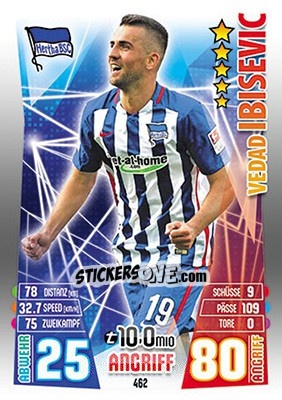 Sticker Vedad Ibisevic - German Fussball Bundesliga 2015-2016. Match Attax - Topps