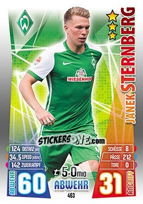 Sticker Janek Sternberg - German Fussball Bundesliga 2015-2016. Match Attax - Topps