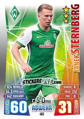 Figurina Janek Sternberg - German Fussball Bundesliga 2015-2016. Match Attax - Topps