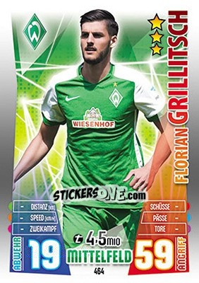 Cromo Florian Grillitsch - German Fussball Bundesliga 2015-2016. Match Attax - Topps