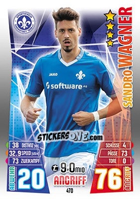 Sticker Sandro Wagner - German Fussball Bundesliga 2015-2016. Match Attax - Topps