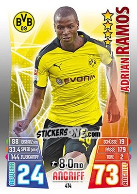 Cromo Adrian Ramos - German Fussball Bundesliga 2015-2016. Match Attax - Topps