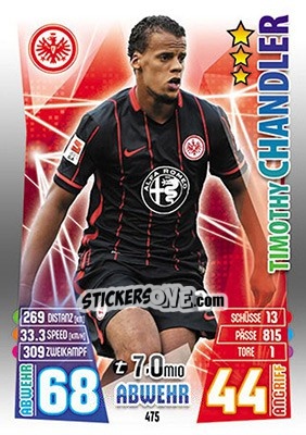 Sticker Timothy Chandler - German Fussball Bundesliga 2015-2016. Match Attax - Topps