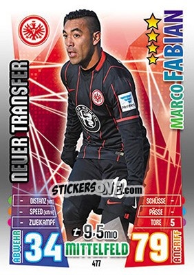 Sticker Marco Fabian - German Fussball Bundesliga 2015-2016. Match Attax - Topps