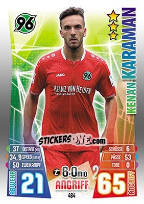 Sticker Kenan Karaman - German Fussball Bundesliga 2015-2016. Match Attax - Topps