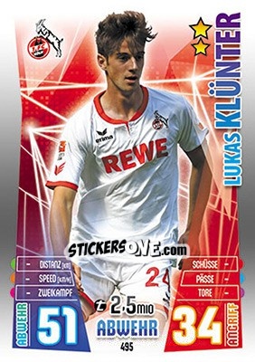 Sticker Lukas Klünter - German Fussball Bundesliga 2015-2016. Match Attax - Topps