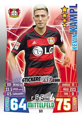 Sticker Kevin Kampl - German Fussball Bundesliga 2015-2016. Match Attax - Topps