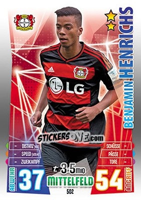 Figurina Benjamin Henrichs - German Fussball Bundesliga 2015-2016. Match Attax - Topps