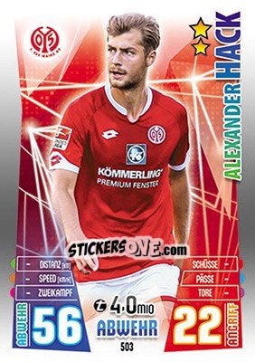 Sticker Alexander Hack - German Fussball Bundesliga 2015-2016. Match Attax - Topps