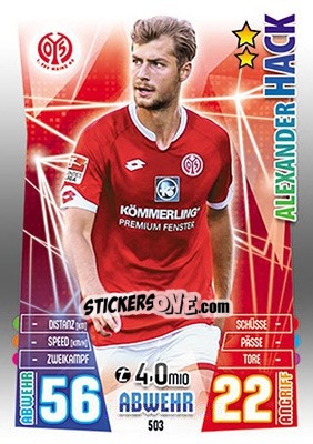 Cromo Alexander Hack - German Fussball Bundesliga 2015-2016. Match Attax - Topps