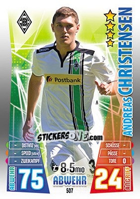 Sticker Andreas Christensen - German Fussball Bundesliga 2015-2016. Match Attax - Topps