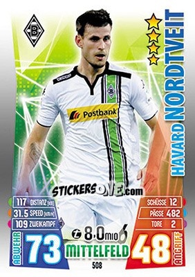 Cromo Havard Nordtveit - German Fussball Bundesliga 2015-2016. Match Attax - Topps