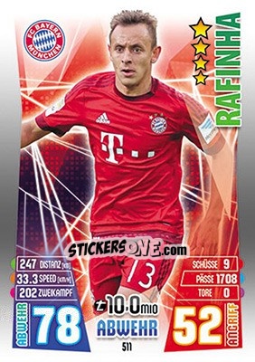 Sticker Rafinha - German Fussball Bundesliga 2015-2016. Match Attax - Topps