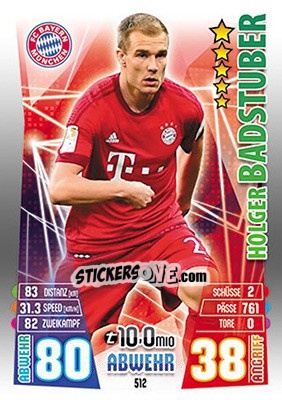 Figurina Holger Badstuber - German Fussball Bundesliga 2015-2016. Match Attax - Topps