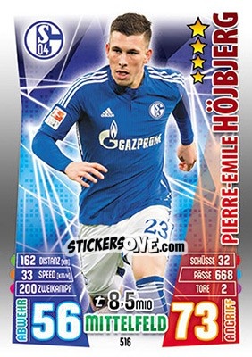 Sticker Pierre-Emile Höjbjerg - German Fussball Bundesliga 2015-2016. Match Attax - Topps