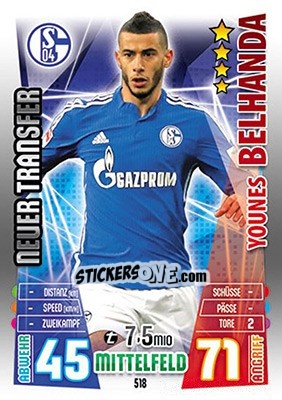 Sticker Younes Belhanda - German Fussball Bundesliga 2015-2016. Match Attax - Topps