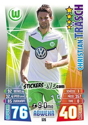 Figurina Christian Träsch - German Fussball Bundesliga 2015-2016. Match Attax - Topps