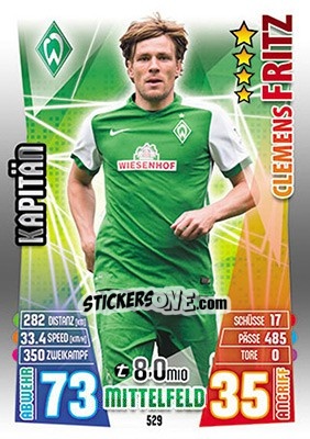 Cromo Clemens Fritz - German Fussball Bundesliga 2015-2016. Match Attax - Topps