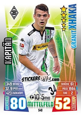 Figurina Granit Xhaka - German Fussball Bundesliga 2015-2016. Match Attax - Topps