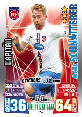 Sticker Marc Schnatterer - German Fussball Bundesliga 2015-2016. Match Attax - Topps