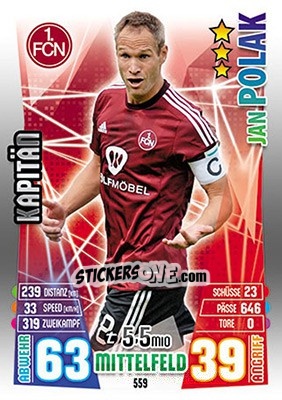 Sticker Jan Polak - German Fussball Bundesliga 2015-2016. Match Attax - Topps