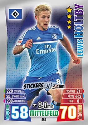 Figurina Lewis Holtby - German Fussball Bundesliga 2015-2016. Match Attax - Topps