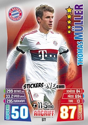 Figurina Thomas Müller - German Fussball Bundesliga 2015-2016. Match Attax - Topps