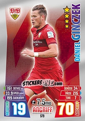 Figurina Daniel Ginczek - German Fussball Bundesliga 2015-2016. Match Attax - Topps