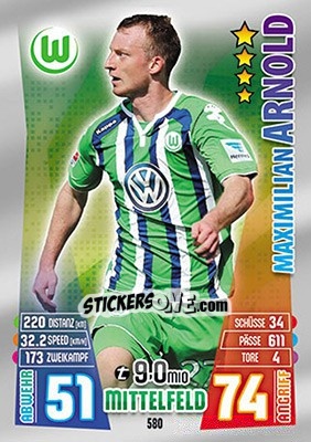 Sticker Maximilian Arnold - German Fussball Bundesliga 2015-2016. Match Attax - Topps