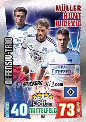 Sticker Müller, Hunt / Ilicevic - German Fussball Bundesliga 2015-2016. Match Attax - Topps