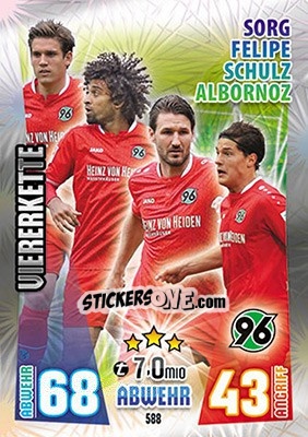 Cromo Sorg, Felipe, Schulz / Albornoz - German Fussball Bundesliga 2015-2016. Match Attax - Topps