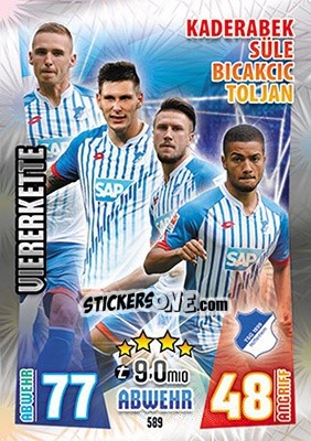 Cromo Kaderabek, Süle, Bicakcic / Toljan - German Fussball Bundesliga 2015-2016. Match Attax - Topps