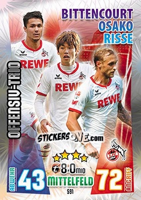 Sticker Bittencourt, Osako / Risse - German Fussball Bundesliga 2015-2016. Match Attax - Topps