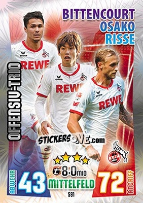 Figurina Bittencourt, Osako / Risse - German Fussball Bundesliga 2015-2016. Match Attax - Topps