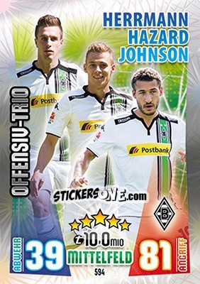 Cromo Herrmann, Thorgan Hazard / Johnson - German Fussball Bundesliga 2015-2016. Match Attax - Topps